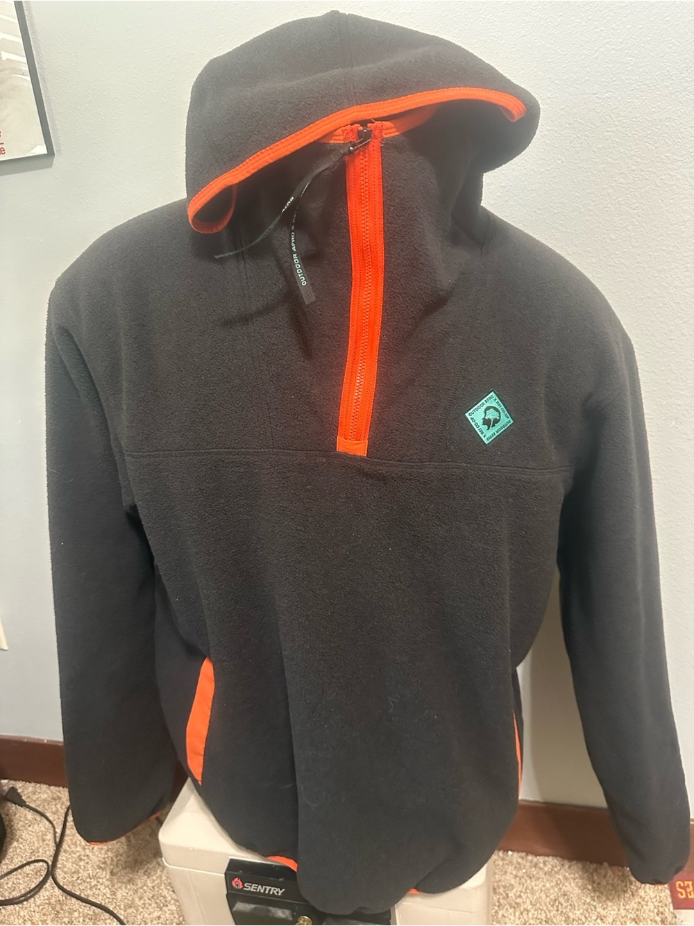 REI Afro X Men's Black Fleece Hoodie with Orange Trim